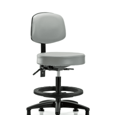 Vinyl Stool with Back - Medium Bench Height with Black Foot Ring & Stationary Glides in Dove Trailblazer Vinyl - VMBST-RG-T0-BF-RG-8567