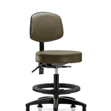 Vinyl Stool with Back - Medium Bench Height with Black Foot Ring & Stationary Glides in Marine Blue Supernova Vinyl - VMBST-RG-T0-BF-RG-8809