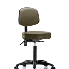 Vinyl Stool with Back - Medium Bench Height with Casters in Marine Blue Supernova Vinyl - VMBST-RG-T0-NF-RC-8809