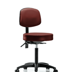Vinyl Stool with Back - Medium Bench Height with Casters in Taupe Supernova Vinyl - VMBST-RG-T0-NF-RC-8815