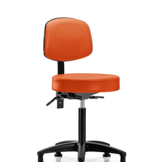 Vinyl Stool with Back - Medium Bench Height with Stationary Glides in Orange Kist Trailblazer Vinyl - VMBST-RG-T0-NF-RG-8613