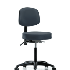 Vinyl Stool with Back - Medium Bench Height with Seat Tilt & Casters in Imperial Blue Trailblazer Vinyl - VMBST-RG-T1-NF-RC-8582