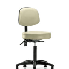 Vinyl Stool with Back - Medium Bench Height with Seat Tilt & Stationary Glides in Adobe White Trailblazer Vinyl - VMBST-RG-T1-NF-RG-8501