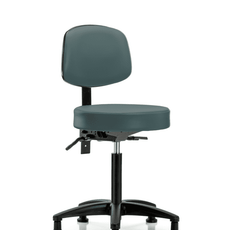 Vinyl Stool with Back - Medium Bench Height with Seat Tilt & Stationary Glides in Colonial Blue Trailblazer Vinyl - VMBST-RG-T1-NF-RG-8546