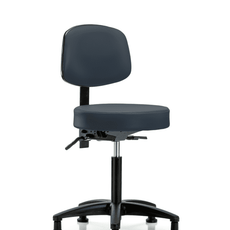 Vinyl Stool with Back - Medium Bench Height with Seat Tilt & Stationary Glides in Imperial Blue Trailblazer Vinyl - VMBST-RG-T1-NF-RG-8582