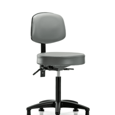 Vinyl Stool with Back - Medium Bench Height with Seat Tilt & Stationary Glides in Sterling Supernova Vinyl - VMBST-RG-T1-NF-RG-8840