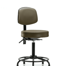 Vinyl Stool with Back - Medium Bench Height with Round Tube Base & Stationary Glides in Marine Blue Supernova Vinyl - VMBST-RT-T0-RG-8809
