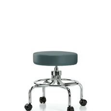 Vinyl Screw-Lift Stool - Medium Bench Height with Casters in Colonial Blue Trailblazer Vinyl - VSLMD-CR-RC-8546