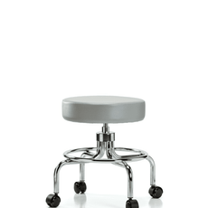 Vinyl Screw-Lift Stool - Medium Bench Height with Casters in Dove Trailblazer Vinyl - VSLMD-CR-RC-8567