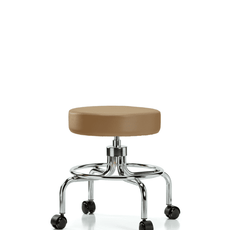 Vinyl Screw-Lift Stool - Medium Bench Height with Casters in Taupe Trailblazer Vinyl - VSLMD-CR-RC-8584