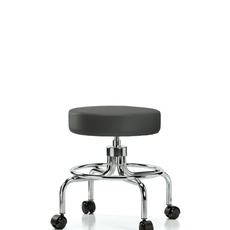 Vinyl Screw-Lift Stool - Medium Bench Height with Casters in Charcoal Trailblazer Vinyl - VSLMD-CR-RC-8605