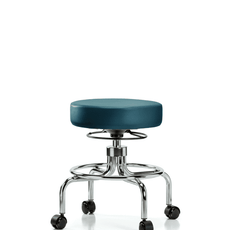 Vinyl Screw-Lift Stool - Medium Bench Height with Casters in Marine Blue Supernova Vinyl - VSLMD-CR-RC-8801