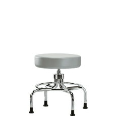 Vinyl Screw-Lift Stool - Medium Bench Height with Stationary Glides in Dove Trailblazer Vinyl - VSLMD-CR-RG-8567