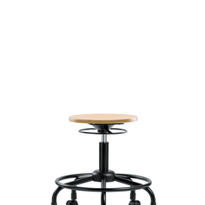 Wood Stool - Desk Height with Round Tube Base & Casters - WDHSO-RT-RC