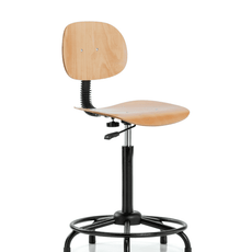 Wood Chair - High Bench Height with Round Tube Base & Stationary Glides - WHBCH-RT-RG