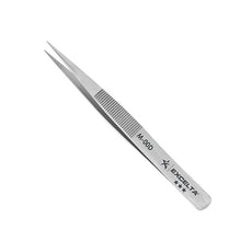 Excelta Tweezers - Straight Medium Point - Miniature - Carbon Steel - Tip Serrations - M-00D