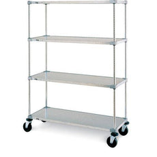 Metro F556EG Super Erecta 4-Shelf Industrial Solid Shelving Stem Caster Cart, Galvanized, 24" x 48" x 67.875"