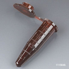 Microcentrifuge Tube, 1.5mL, PP, Attached Snap Cap, Graduated, Amber, Certified: Rnase, Dnase and Pyrogen Free, 500/Stand Up Zipper Closure Bag-111564A