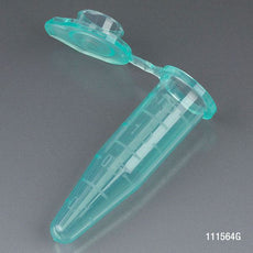 Microcentrifuge Tube, 1.5mL, PP, Attached Snap Cap, Graduated, Green, Certified: Rnase, Dnase and Pyrogen Free, 500/Stand Up Zipper Closure Bag-111564G