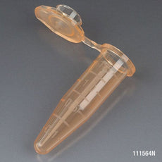 Microcentrifuge Tube, 1.5mL, PP, Attached Snap Cap, Graduated, Orange, Certified: Rnase, Dnase and Pyrogen Free, 500/Stand Up Zipper Closure Bag-111564N