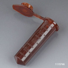 Microcentrifuge Tube, 2.0mL, PP, Attached Snap Cap, Graduated, Amber, Certified: Rnase, Dnase and Pyrogen Free, 500/Stand Up Zipper Closure Bag-111574A