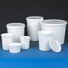 Container, Multi-Purpose, PE, Economy Style, 8oz (240mL), Short Style, Separate Snap Lid, White-271008W
