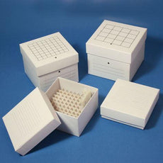 Freezing Box, 3", Cardboard, 64-Place (8x8 format), fits 3.0mL, 4.0mL and 5.0mL CryoCLEAR vials, Yellow-3094Y