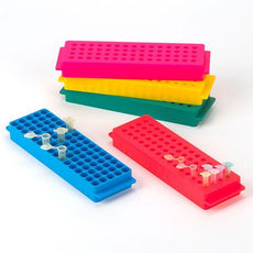 Reversible Rack for Microcentrifuge Tubes, 80-Place for 1.5mL and 2.0mL and Reverse Side is 60-Place for 0.2mL and 0.5mL Tubes, Red, 5/Pack-456350R