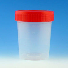Specimen Container, 4oz, with Separate 1/4-Turn Red Screwcap, Non-Sterile, PP, Graduated, Bulk-5914