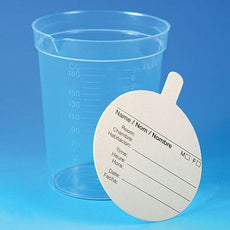 Specimen Container, 6.5oz, Paper Lid Included in Each Pack, Pour Spout, PP, Graduated, 25/Pack, 20 Packs/Unit-5924