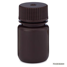 Bottle, Wide Mouth, HDPE Bottle, Attached PP Screw Cap, Amber, 30mL, 12/Pack-7010030AM