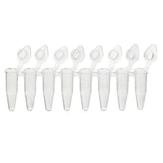 DiamondLink 0.2mL 8-Strip Tubes, with Individually-Attached Flat Caps, Clear-PCR-DL-02F