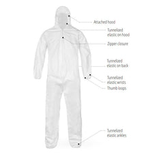 CleanMax Select Clean Manufactured Disposable Coveralls, With Hood, Elastic Wrist/Ankle - SBC428CMB-5X