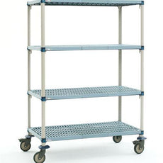 MetroMax Q MQ-213676G-MP-4 4-Shelf Industrial Plastic Shelving Mobile Cart, Open Grid Shelves, 21" x 36" x 76"