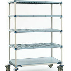 MetroMax Q MQ-184880G-MP-5 5-Shelf Industrial Plastic Shelving Mobile Cart, Solid Bottom Shelf, 18" x 48" x 80"