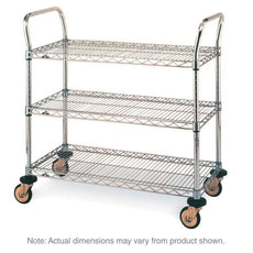 Metro MW705 MW Series Utility Cart with 3 Chrome Wire Shelves, 18" x 36" x 38"