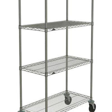 Metro N336BBR Super Erecta 4-Shelf Industrial Wire Shelving Stem Caster Cart, Brite, 18" x 36" x 67.875"