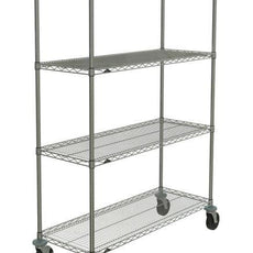 Metro N356BC Super Erecta 4-Shelf Industrial Wire Shelving Stem Caster Cart, Chrome, 18" x 48" x 67.875"