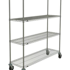 Metro N366BBR Super Erecta 4-Shelf Industrial Wire Shelving Stem Caster Cart, Brite, 18" x 60" x 67.875"