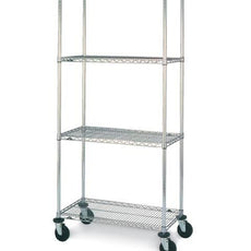 Metro N436BC Super Erecta 4-Shelf Industrial Wire Shelving Stem Caster Cart, Chrome, 21" x 36" x 67.875"