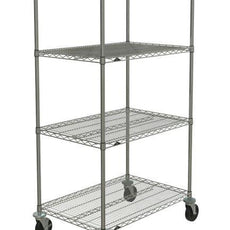 Metro N536BBR Super Erecta 4-Shelf Industrial Wire Shelving Stem Caster Cart, Brite, 24" x 36" x 67.875"