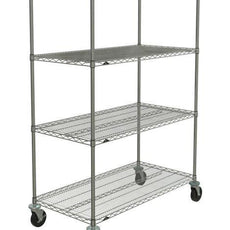 Metro N556BC Super Erecta 4-Shelf Industrial Wire Shelving Stem Caster Cart, Chrome, 24" x 48" x 67.875"