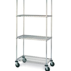 Metro N556EC Super Erecta 4-Shelf Industrial Wire Shelving Stem Caster Cart, Chrome, 24" x 48" x 67.875"