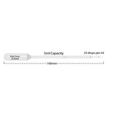 Transfer pipette- 5ml- large bulb- graduated to 1mL- non-sterile- bulk pack- 250/pk-P4113-00