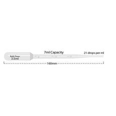 Transfer pipette- 7ml- large bulb- graduated to 3mL- non-sterile- bulk pack- 250/pk-P4114-00