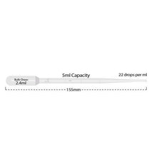 Transfer pipette- 5ml- blood bank- graduated to 2mL- sterile- peel packs of 20- 500/cs-P4115-14