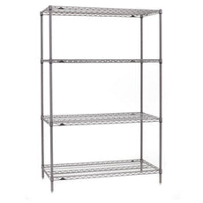 Metro SE-244874K4-S-4 Super Erecta 4-Shelf Industrial Wire Shelving Starter Unit, Metroseal Gray Epoxy, 24" x 48" x 74"