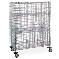Metro SEC53EC Super Erecta Mobile Security Shelving Unit with 2 Intermediate Shelves, Chrome, 27.25" x 40.75" x 67.9375"