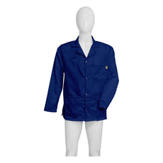 Tecstat L1 99% Poly, 1% Carbon Fiber NAVY Blue ESD Smock, Waist Length, Lapel Collar, Snaps in Front & Cuffs, MED - ESM-M413