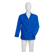 Tecstat L1 99% Poly, 1% Carbon Fiber Royal Blue ESD Smock, Waist Length, Lapel Collar, Snaps in Front & Cuffs, XSM - ESM-A411